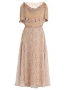 Valentino Boat-neck Geometric-print Silk-chiffon Midi Dress