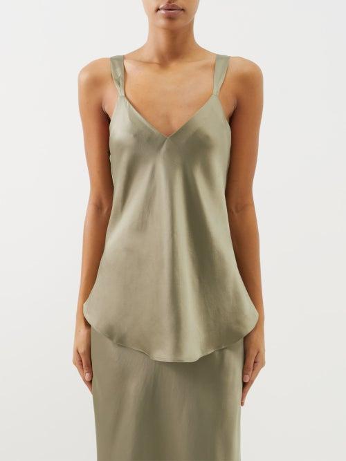 Lee Mathews - Stella Silk-satin Camisole - Womens - Khaki