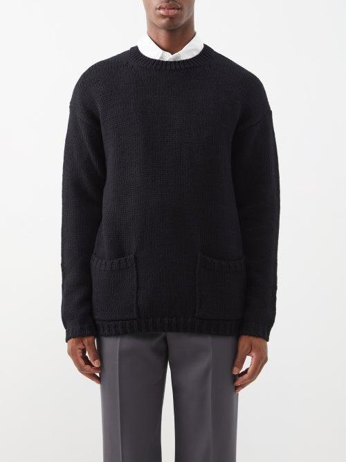 Auralee - Patch-pocket Wool Sweater - Mens - Black