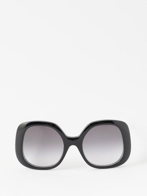 Gucci Eyewear - Oversized Butterfly-frame Acetate Sunglasses - Womens - Black Grey