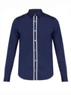 Matchesfashion.com Paul Smith - Pinstripe Placket Cotton Blend Shirt - Mens - Navy