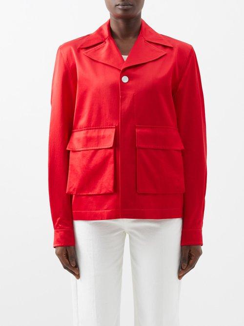 Wales Bonner - Unity Notch-lapel Cotton-blend Satin Jacket - Womens - Red