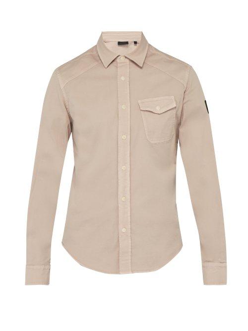 Matchesfashion.com Belstaff - Steadway Stretch Cotton Twill Shirt - Mens - Pink