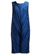 Matchesfashion.com Issey Miyake - Petiole Pleated Cocoon Dress - Womens - Blue