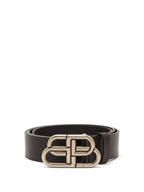 Matchesfashion.com Balenciaga - Interlocking Bb-logo Leather Belt - Mens - Black