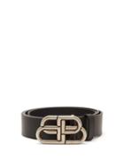 Matchesfashion.com Balenciaga - Interlocking Bb-logo Leather Belt - Mens - Black