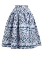 Matchesfashion.com Marques'almeida - Peacock Jacquard Midi Skirt - Womens - Blue Multi