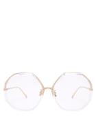 Matchesfashion.com Linda Farrow - Oversized Hexagonal Frame Sunglasses - Womens - Clear