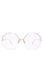 Matchesfashion.com Linda Farrow - Oversized Hexagonal Frame Sunglasses - Womens - Clear