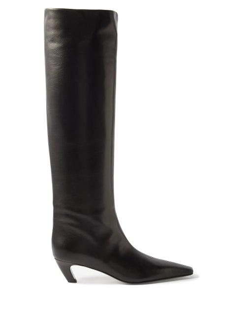 Khaite - Davis Cuban-heel Leather Boots - Womens - Black