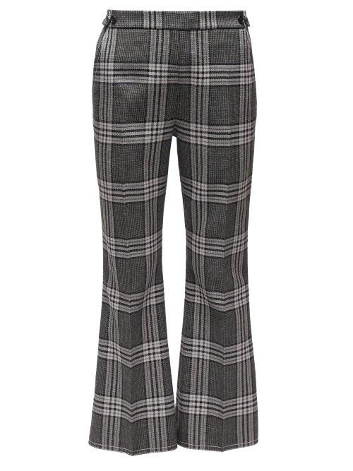 Matchesfashion.com Marni - Checked Twill Cropped Flared Trousers - Womens - Grey Multi
