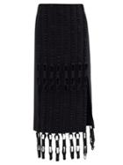 Matchesfashion.com Salvatore Ferragamo - Grosgrain Chain-trimmed Wool-crepe Skirt - Womens - Black