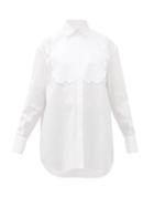 Matchesfashion.com Valentino - Scalloped-panel Cotton-poplin Tuxedo Shirt - Womens - White