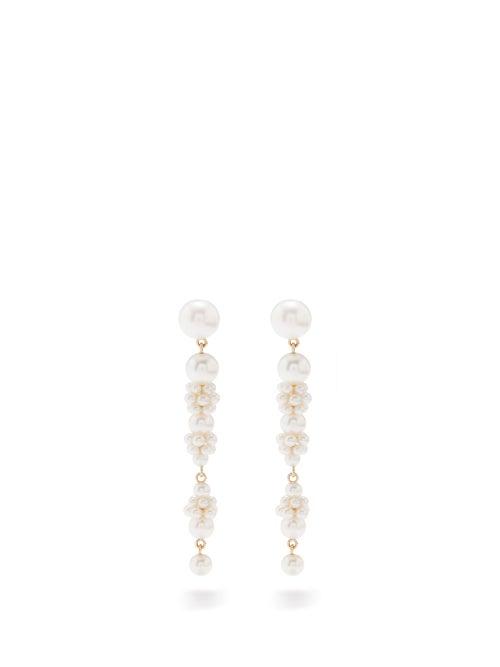 Sophie Bille Brahe - Tulip Perle Pearl & 14kt Gold Drop Earrings - Womens - Pearl