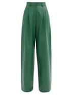 Matchesfashion.com Dodo Bar Or - Daryl Leather Wide-leg Trousers - Womens - Green