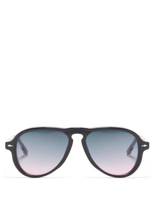 Mens Eyewear Jacques Marie Mage - X Nick Fouquet Rodeo Aviator Acetate Sunglasses - Mens - Black