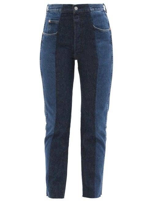 E.l.v. Denim - The Twin Cropped Straight-leg Jeans - Womens - Dark Blue