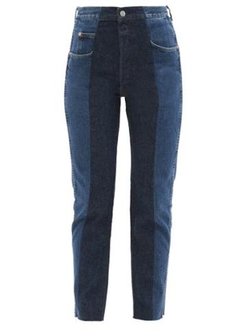 E.l.v. Denim - The Twin Cropped Straight-leg Jeans - Womens - Dark Blue