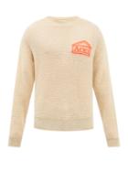 Aries - Waffled Logo-jacquard Sweater - Mens - Beige