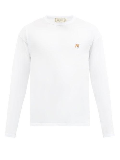 Matchesfashion.com Maison Kitsun - Fox-head Cotton-jersey Long-sleeve T-shirt - Mens - White