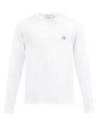Matchesfashion.com Maison Kitsun - Fox-head Cotton-jersey Long-sleeve T-shirt - Mens - White