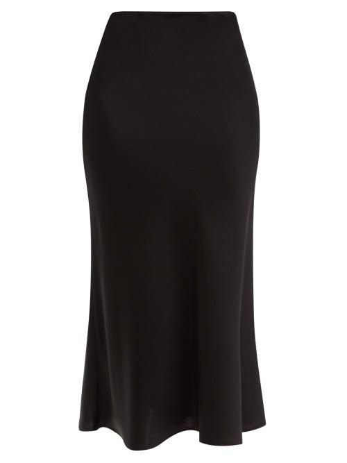 Matchesfashion.com Galvan - Valletta Flared Satin Midi Skirt - Womens - Black