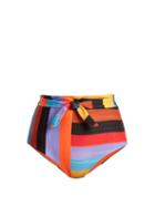 Matchesfashion.com Mara Hoffman - Jay High Waist Striped Bikini Briefs - Womens - Black Multi