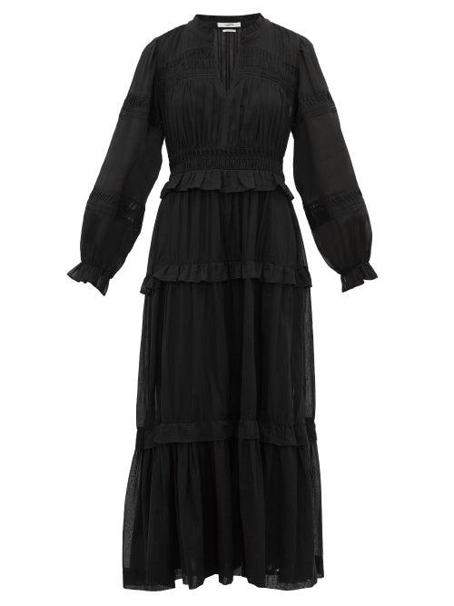 Matchesfashion.com Isabel Marant Toile - Likoya Pintucked Cotton Voile Dress - Womens - Black