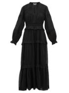 Matchesfashion.com Isabel Marant Toile - Likoya Pintucked Cotton Voile Dress - Womens - Black
