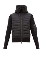 Matchesfashion.com Moncler - Hooded Quilted And Knitted Cardigan - Mens - Black