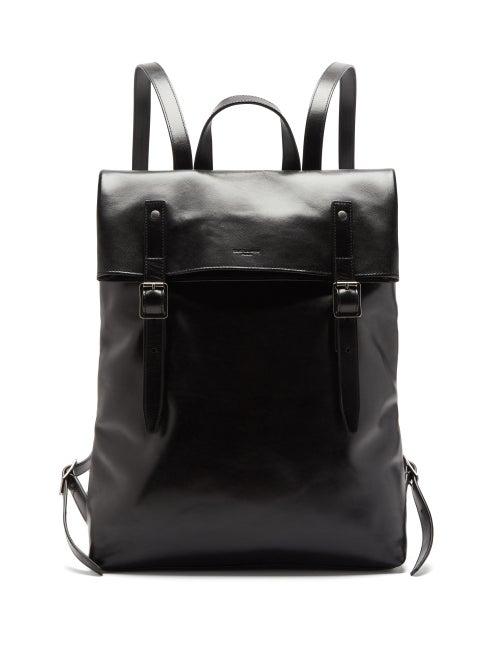 Matchesfashion.com Saint Laurent - Foldover Leather Backpack - Mens - Black