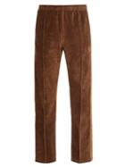 Matchesfashion.com Needles - Velour Mid Rise Striped Track Pants - Mens - Brown