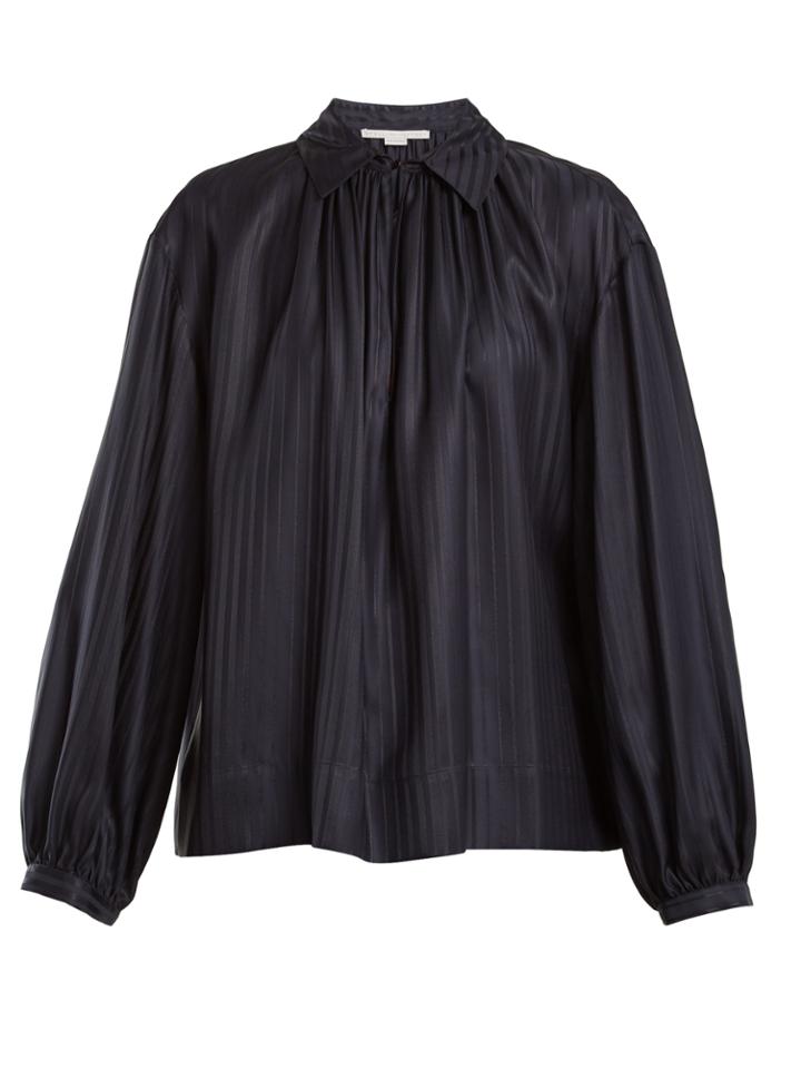 Stella Mccartney Stripe-jacquard Silk Blouse