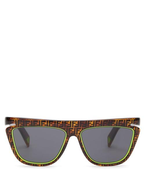 Matchesfashion.com Fendi - D Frame Ff Tortoiseshell Acetate Sunglasses - Womens - Brown