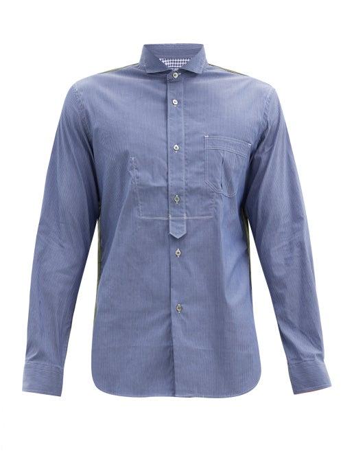 Matchesfashion.com Junya Watanabe - Military-panel Poplin Shirt - Mens - Blue Multi