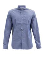 Matchesfashion.com Junya Watanabe - Military-panel Poplin Shirt - Mens - Blue Multi