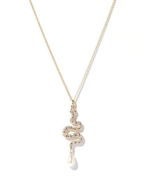 Harris Reed X Missoma - Snake Diamond, Pearl & 14k Recycled Gold Necklace - Womens - Gold Multi