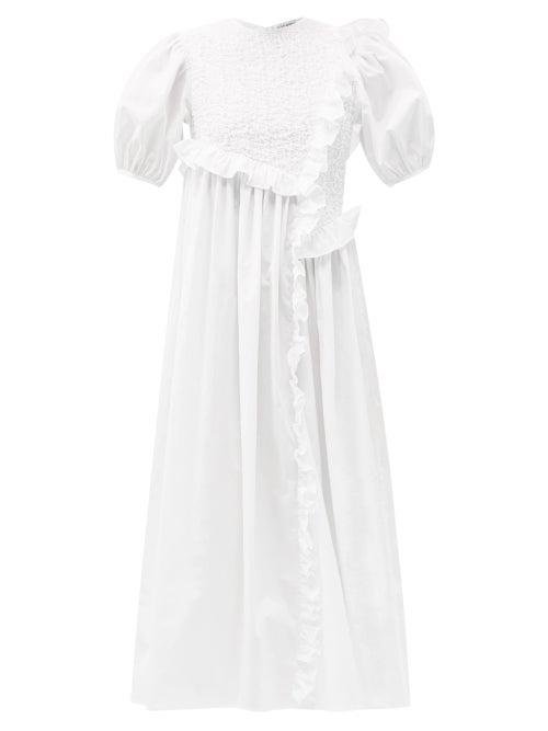 Matchesfashion.com Cecilie Bahnsen - Chloe Ruffled Cotton-blend Poplin Dress - Womens - White