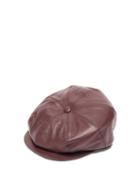 Matchesfashion.com Gabriela Hearst - Tremelo Leather Newsboy Cap - Womens - Burgundy