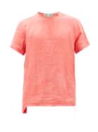 By Walid - Tatum Upcycled Cotton And Linen-blend Top - Mens - Red