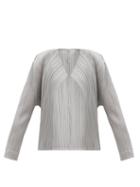 Matchesfashion.com Pleats Please Issey Miyake - Technical-pleated Cardigan - Womens - Mid Grey