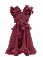 Matchesfashion.com Zimmermann - Ladybeetle Ruffled Linen-blend Dress - Womens - Burgundy