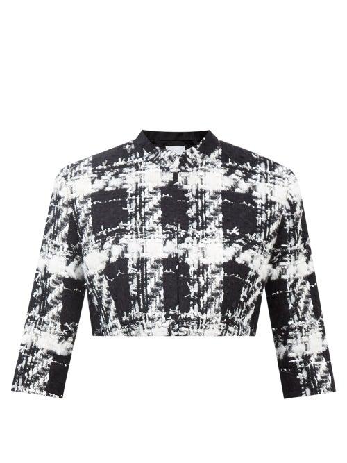 Halpern - Domino Cropped French Tweed Jacket - Womens - Black White