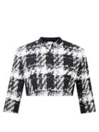 Halpern - Domino Cropped French Tweed Jacket - Womens - Black White