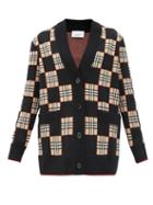 Matchesfashion.com Burberry - Paislee Vintage-check Wool-blend Cardigan - Womens - Black Multi