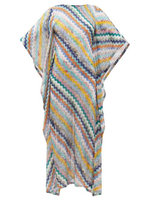 Matchesfashion.com Missoni Mare - Chevron-stripe Boat-neck Knitted Kaftan - Womens - Multi