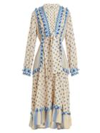Matchesfashion.com Dodo Bar Or - Padma Polka Dot Cotton Midi Dress - Womens - Blue