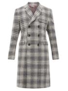 Matchesfashion.com Thom Browne - Tartan Double Breasted Wool Coat - Mens - Grey