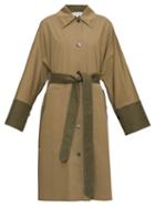 Matchesfashion.com Loewe - Panelled Cotton Trench Coat - Womens - Khaki