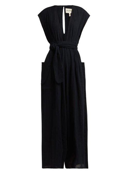 Matchesfashion.com Mara Hoffman - Whitney Deep V Neck Organic Cotton Jumpsuit - Womens - Black